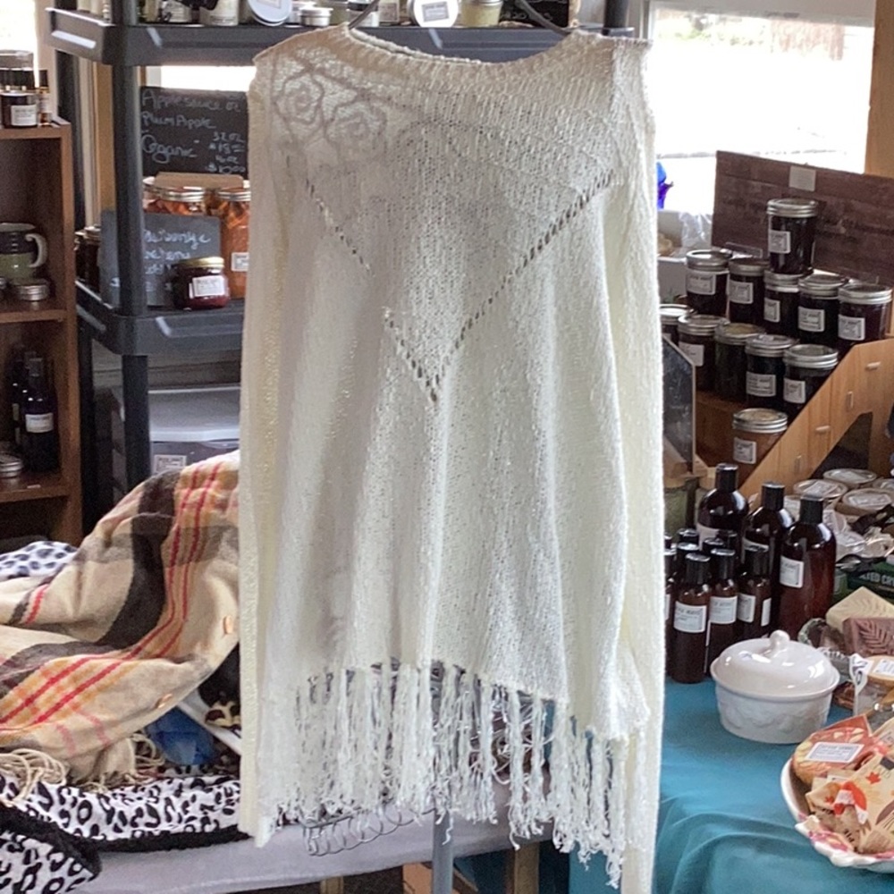 New miss me fringe style cream sweater